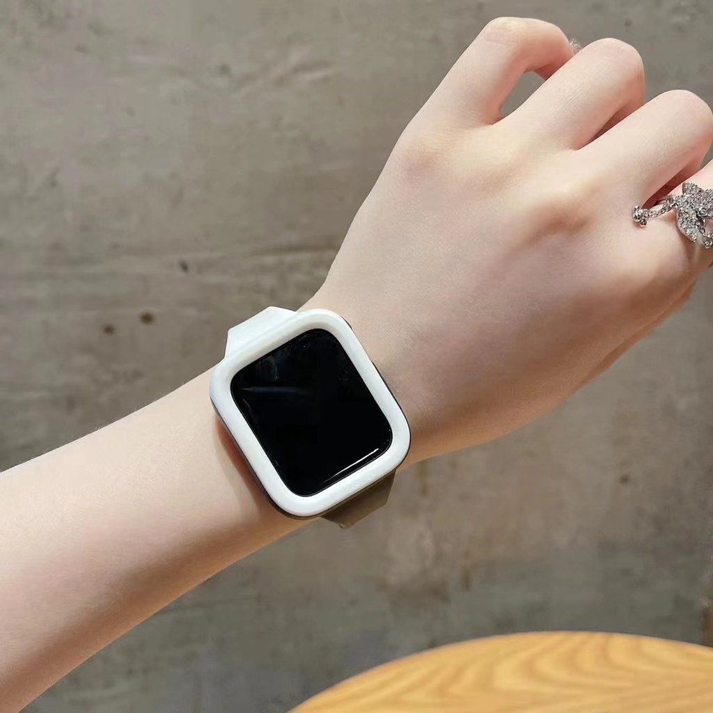 Màu Sắc Dây Đeo Thay Thế Bằng Silicon 44mm 45mm 42mm Cho iWatch 40mm 38mm 41mm series 7 3 5 6 se