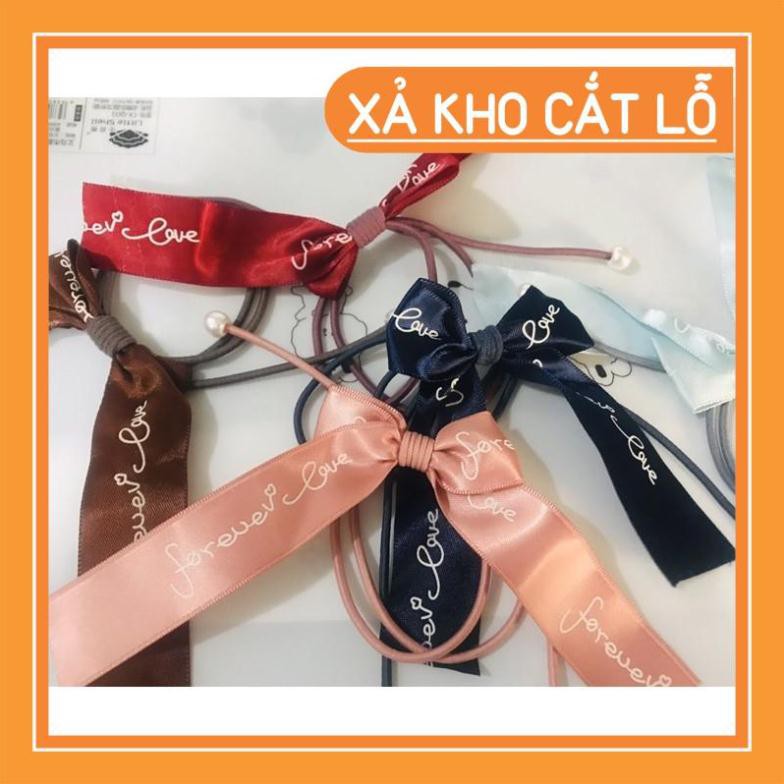 Dây buộc tóc ⚡SHOPEE TRỢ GIÁ⚡ nhiều màu siêu co giãn, Chun buộc tóc hình nơ thời trang cho nữ - deal 1k