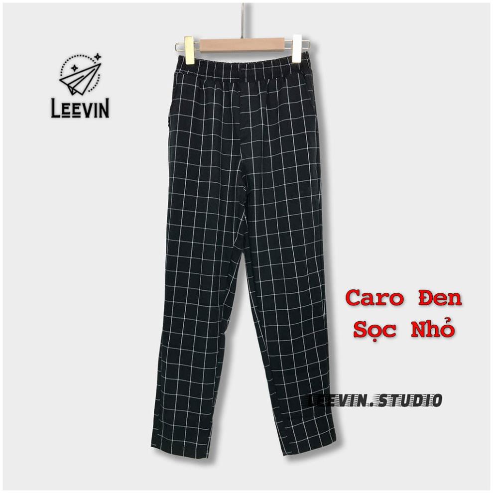 Quần Baggy Nam Nữ Kẻ Caro PLAID Ống Suông Unisex - Kiểu quần baggy nữ vải Plaid kẻ caro dáng suông rộng Leevin Store ་