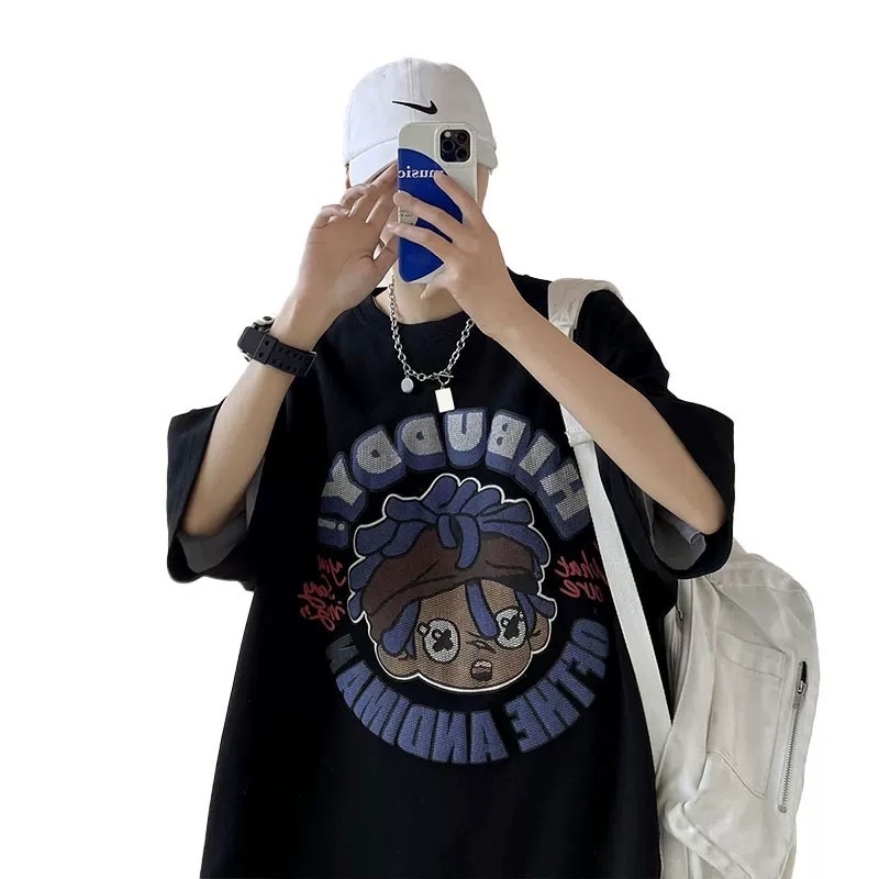 [ Rẻ vô địch ] Áo thun cotton tay lỡ dáng rộng unisex - Anh bạn da đen