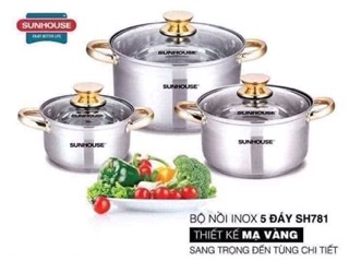 Bộ nồi Sunhouse 5 đáy (3 chiếc)