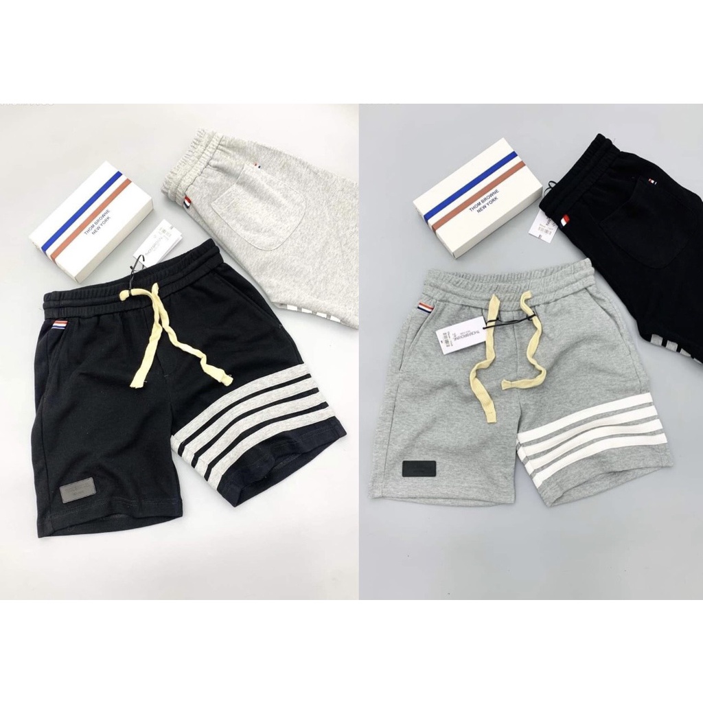 Quần short thun Thom nam, Quần short thể thao trơn chất thun có dây lưng chun - Ảnh thật tại shop