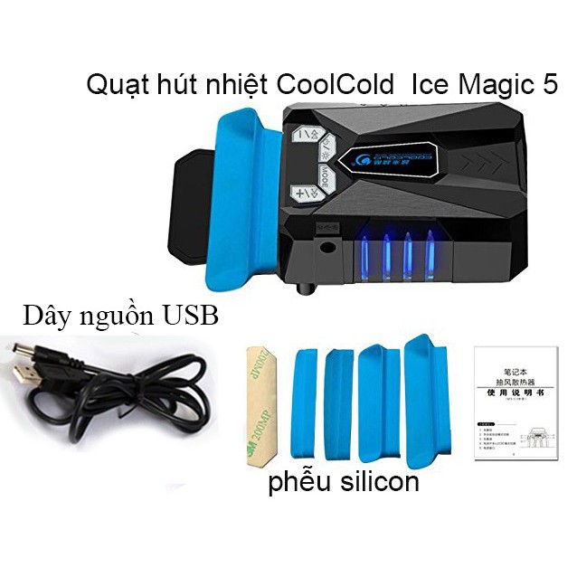 Quạt hút nhiệt laptop Coolcold Ice Magic 5 nguồn USB 5V