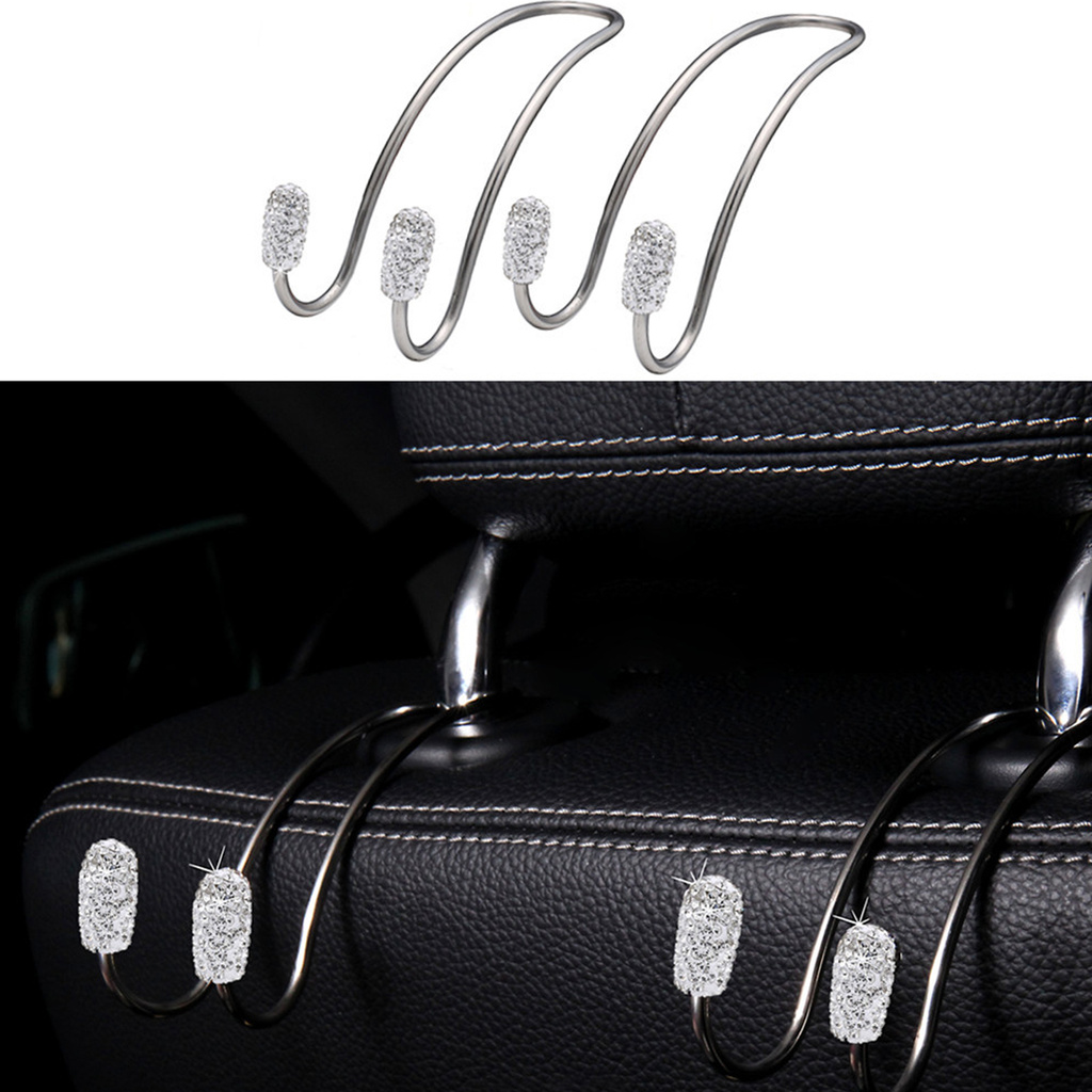 BOLILISHP 2Pcs Car Hooks Stainless Steel Multifunction Hangers Auto Backseat Storage Hooks Seat Back Organizer