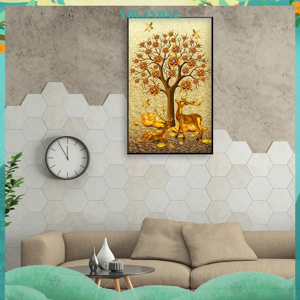 Tranh Đính Đá Tự Làm Trang Trí Nhà 5d Hình Nai Vàng