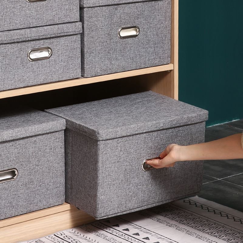 Hộp vải đựng đồ đa năng, hộp vải đựng quần áo quai sắt cỡ lớn Size XL