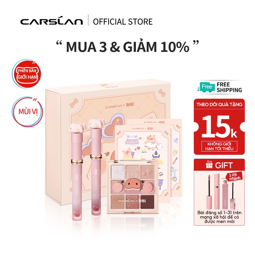 Carslan Makeupset Lip Gloss 1.7g+Lip Gloss 1.7g+Eyeshadow 10g