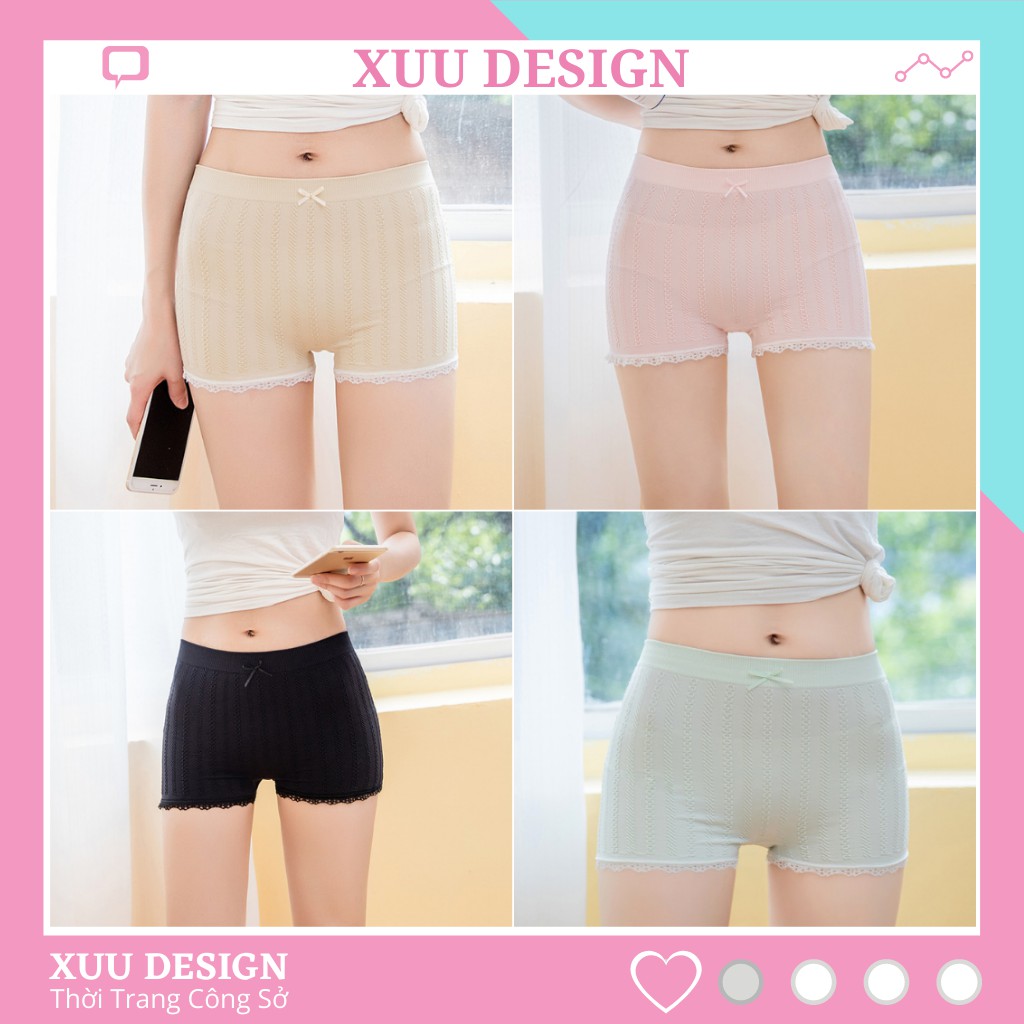 [Mã SKAMCLU7 giảm 10% tối đa 50K đơn 0Đ] Quần mặc váy cotton phối ren nơ nâng mông, gen bụng nhẹ, ko gây hằn QV01 | BigBuy360 - bigbuy360.vn