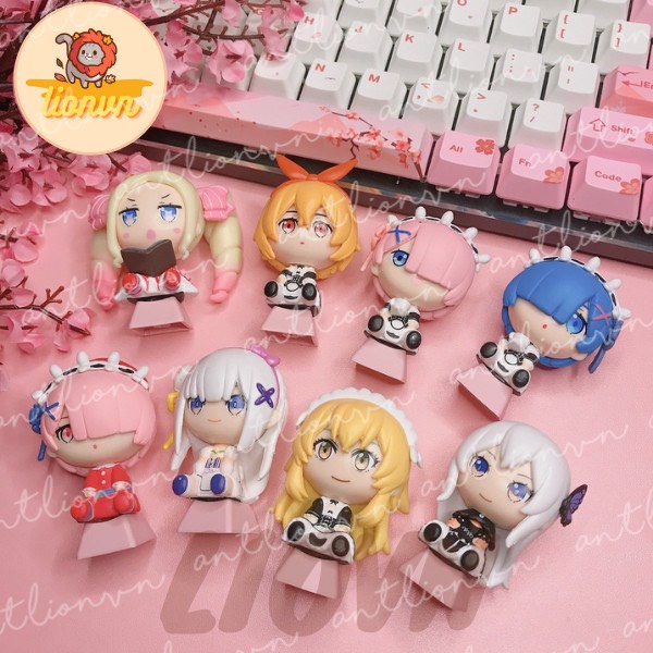 Keycap lẻ hình Nhân Vật Rem and Ram Anime RE:ZERO Chibi siêu dễ thương Lionvn