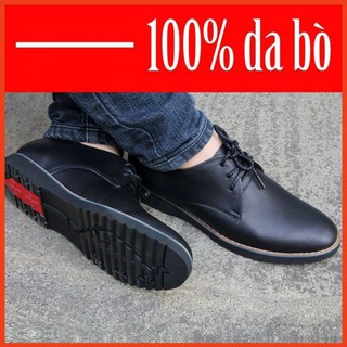 Giày Da Nam Sneaker Cột Dây Da Thật Khâu Viền