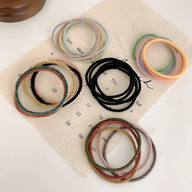 Set 5 Dây Buộc Tóc Màu Sắc Kẹo Ngọt Phong Cách Hàn Quốc Đơn Giản Cho Nữ