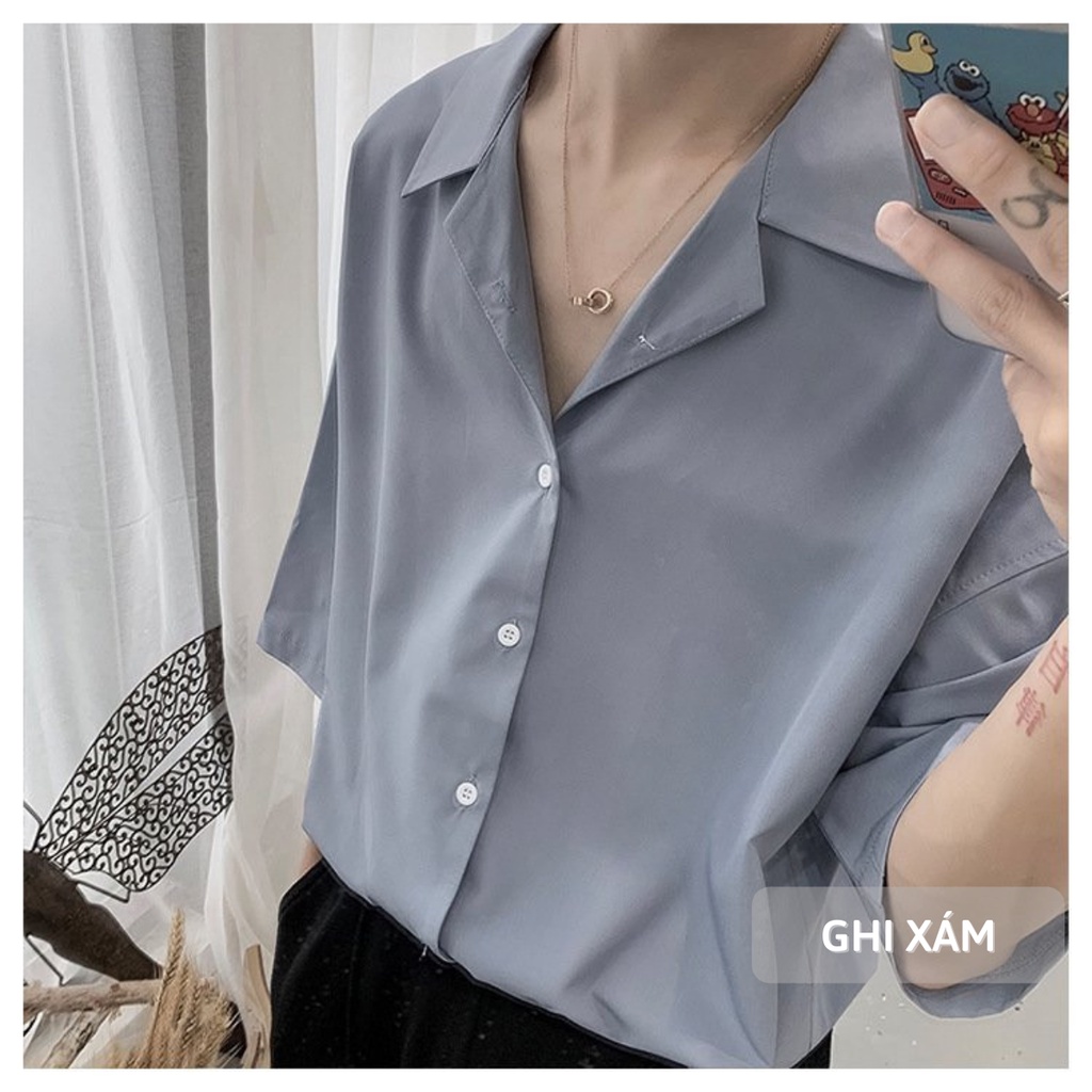 Áo sơ mi nữ tay ngắn Giá Xưởng form rộng unisex style Ulzzang Girls, áo cuban shirt cho hè 2023 - (SMV)