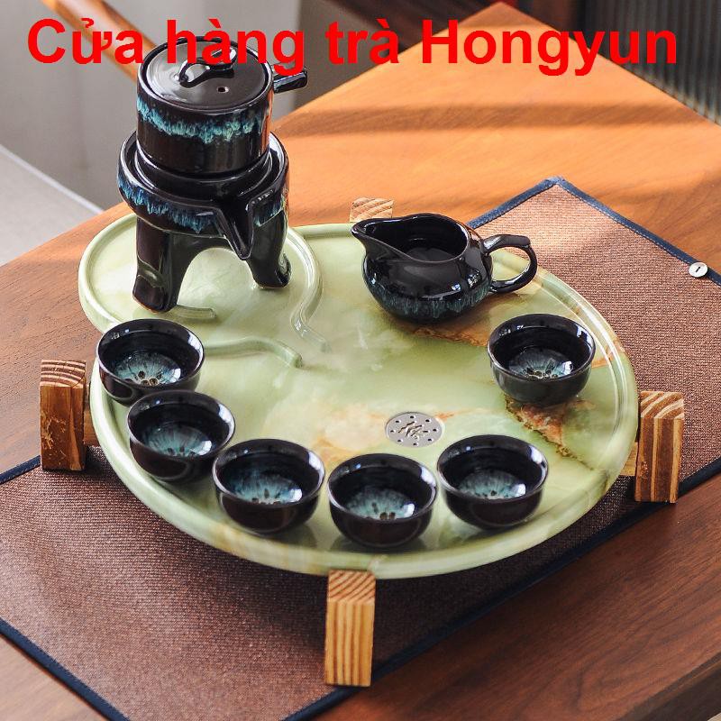 Khay trà tròn đá mài giả gia đình đổi màu đựng nước nóng melamine thoát Bộ Kungfu