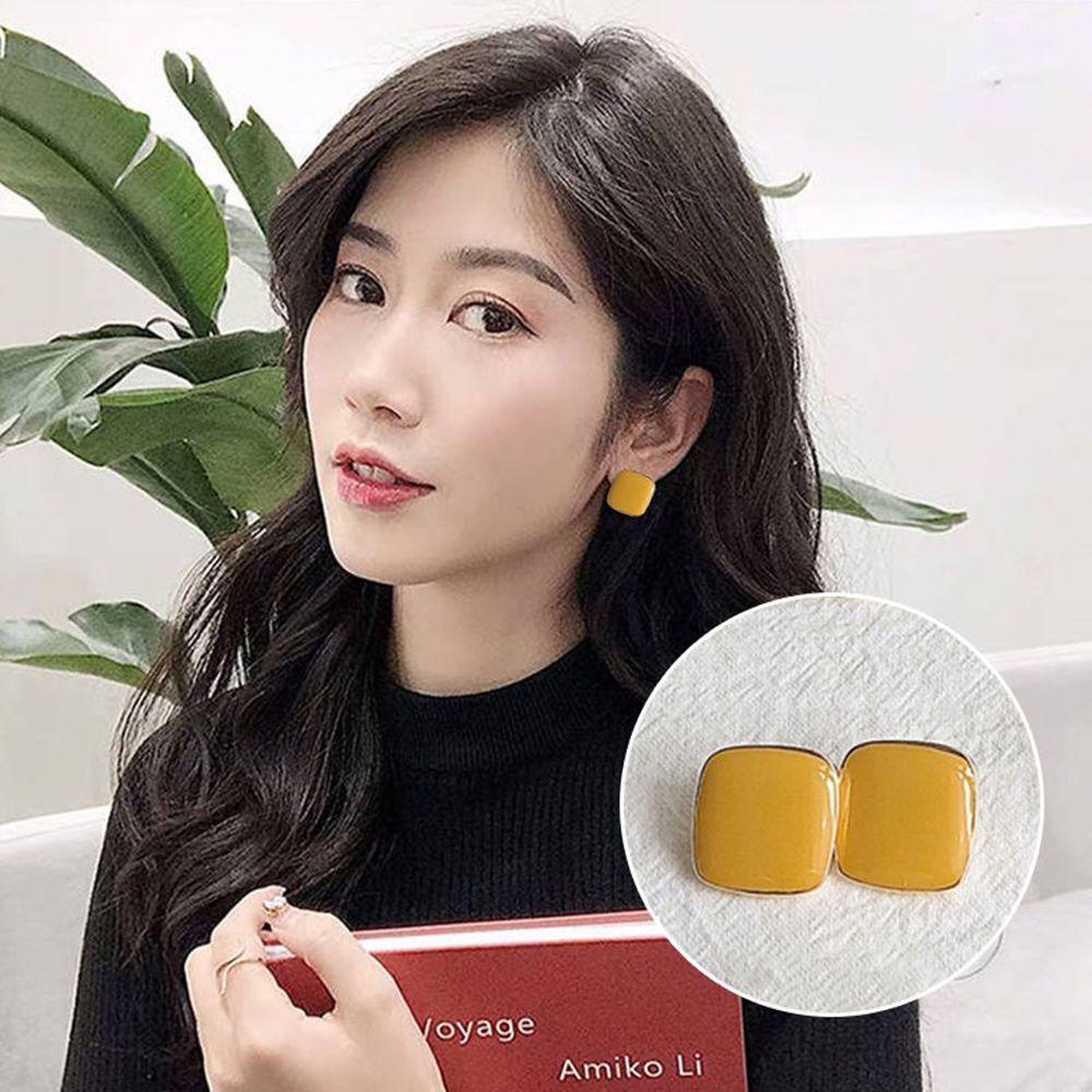Khuyên Tai Hình Vuông Nhiều Màu Sắc Phong Cách Vintage Dễ Thương