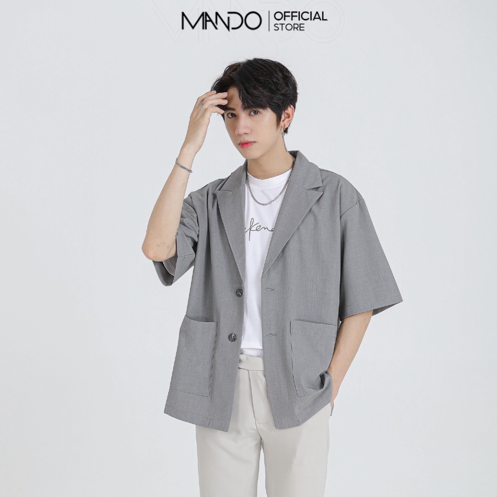 (Đẹp) Áo Blazer Xám Trơn Tay Lỡ Khoác Ngoài MANDO Chất Vải Tuytsi Cao Cấp Form Rộng Basic Unisex Thời Trang Hàn Quốc AVH