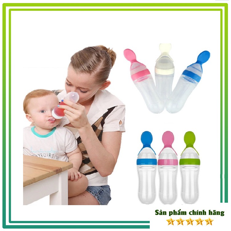 [HÀNG CHÍNH HÃNG 100%] Bình thìa ăn bột Silicone, 2 bước hoàn toàn mới