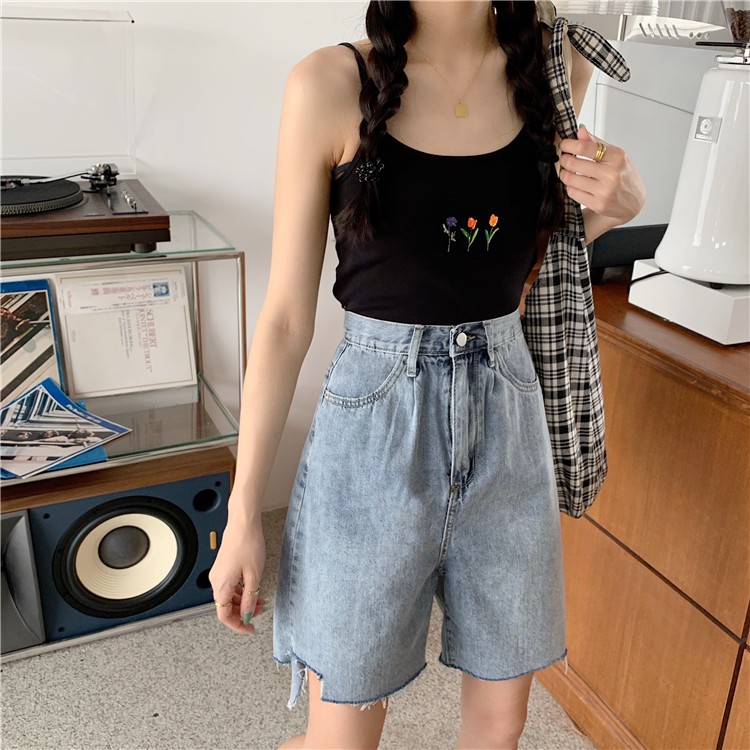 Quần short jean nữ ulzzang Yinxx, quần sọc jean rách phong cách Hàn Quốc QSJ02