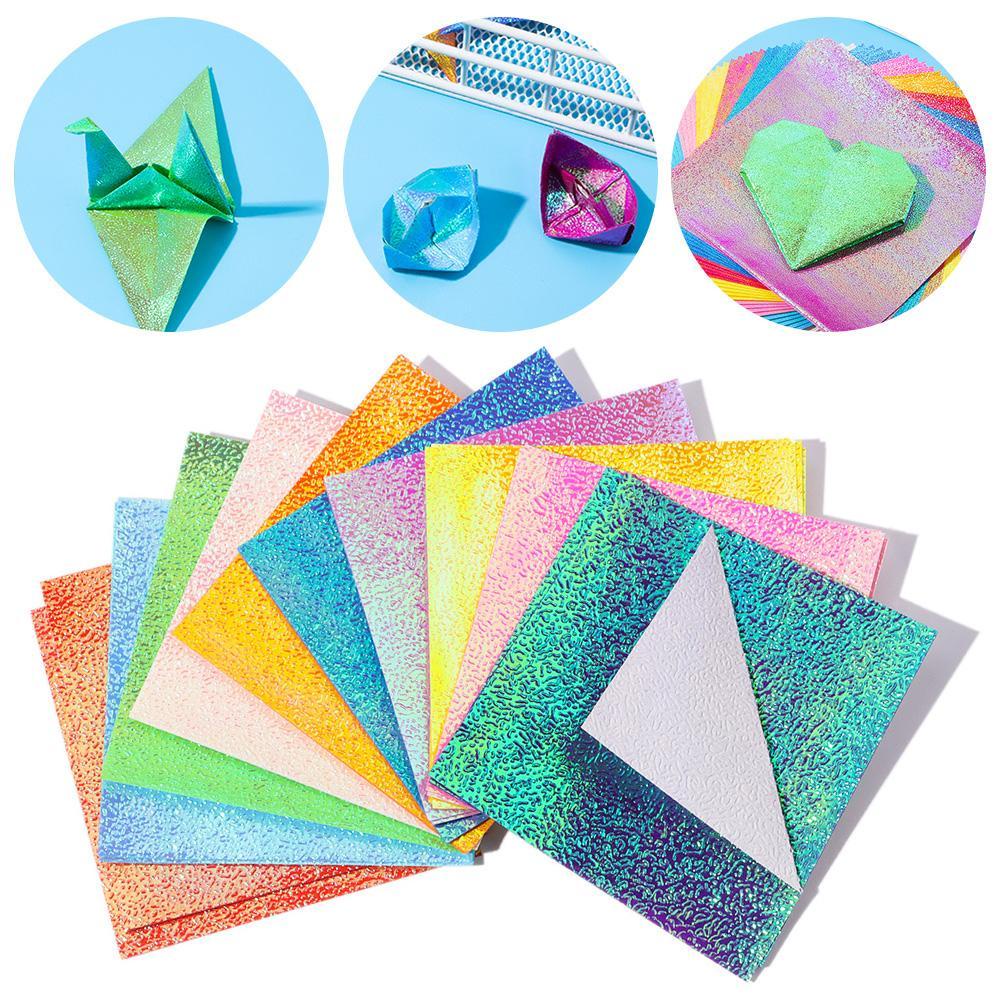 Bộ 50 Tờ Giấy Xếp Origami Một Mặt Nhiều Màu Sắc Lấp Lánh Dùng Trang Trí Sổ Tay