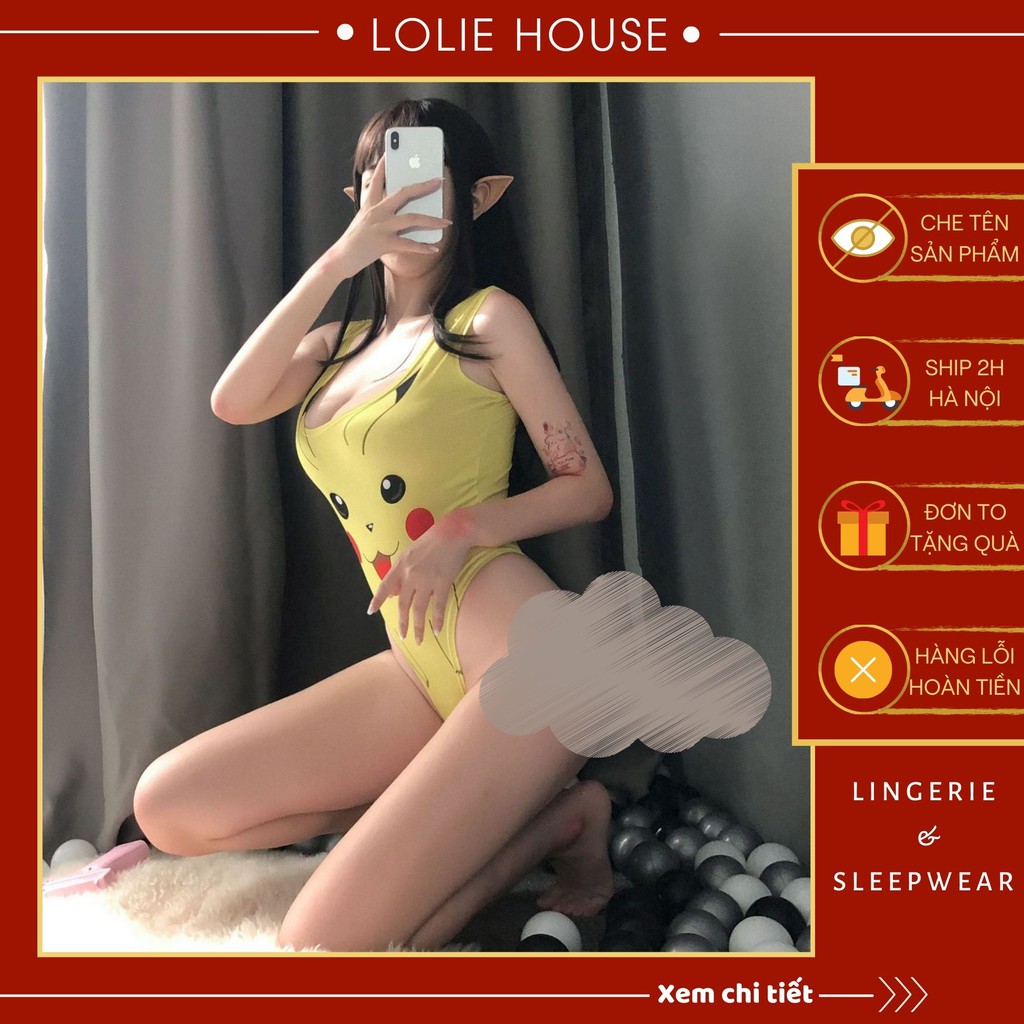 Fantasia amarela pikachu feminina, roupa para cosplay, quatro peças,  acessório sexy fofo de desenhos animados ca906