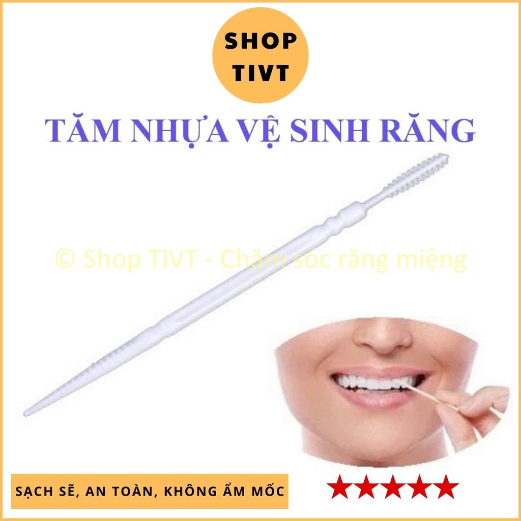 Tăm xỉa răng nhựa nguyên sinh gói hoặc hộp 30-200 chiếc, cứng cáp, thanh mảnh, dễ vệ sinh răng bị chỉnh nha-TIVT