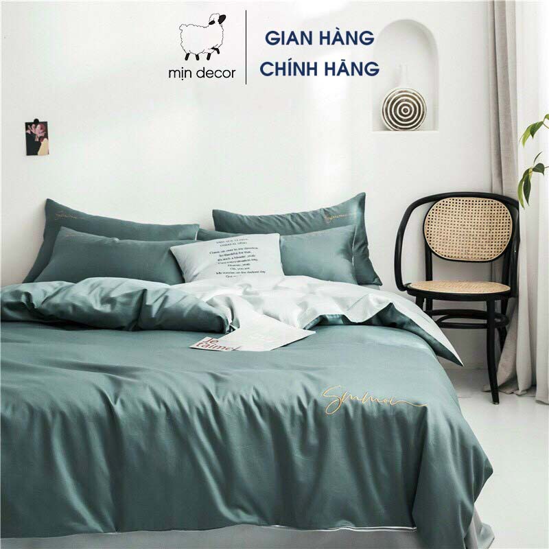 Set chăn ga gối lụa sumoi MỊN DECOR cao cấp mềm mại