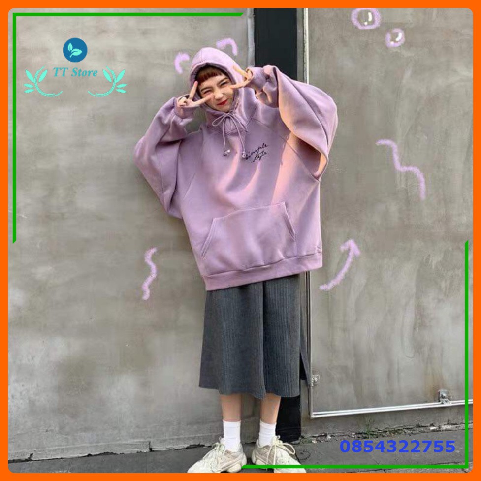 (mới) ÁO HOODIE SIMPLE STYLE UNISEX 3 MÀU TÍM ĐEN BE - (Sp sẵn) -👗TTshop👑