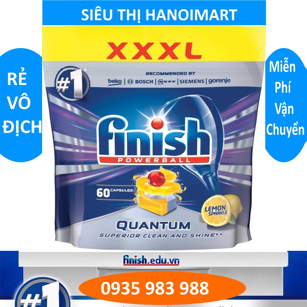 Viên rửa bát finish quantum 60 viên đức  viên rửa chén cao cấp 12 chức - ảnh sản phẩm 1