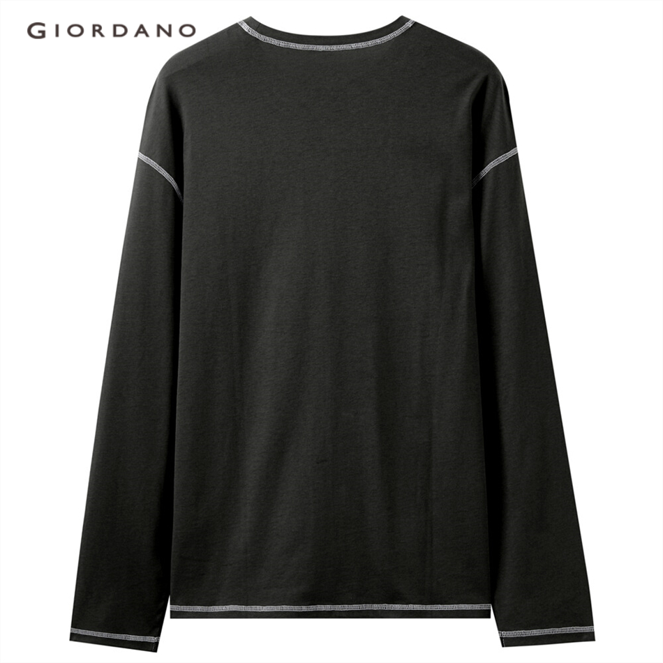 Áo Thun GIORDANO 01020805 Vải Cotton Đường May Phẳng Cổ Tròn Dài Tay Thời Trang Cho Nam | BigBuy360 - bigbuy360.vn