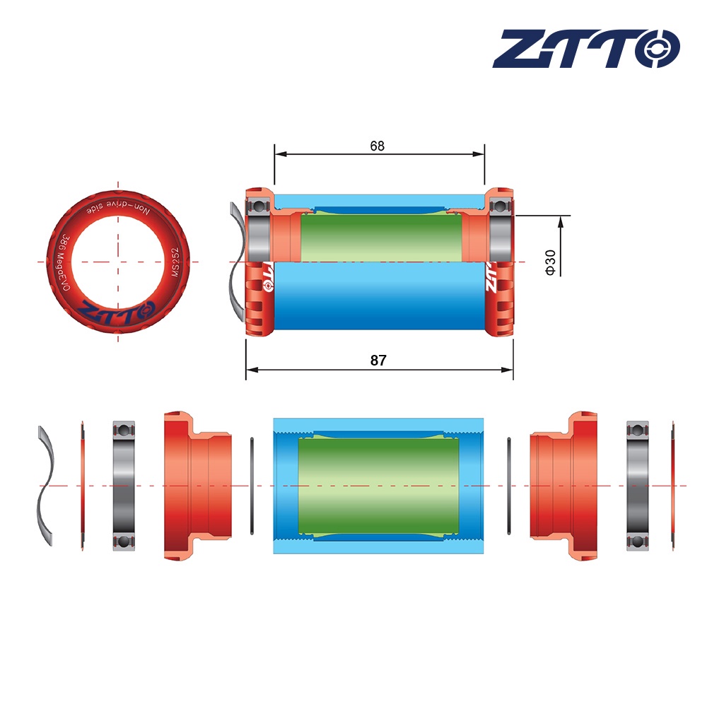 Set phụ kiện trục dưới ZTTO chuyên dụng cho xe đạp BSA30 BSA 68mm 73 MTB BB386 30mm có bán lẻ