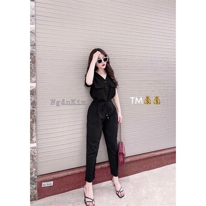 Set bộ 2 món đi chơi với quần dài ống túm kèm áo kiểu nữ cụt tay thiêt kế tinh tế, phong cách cá tính