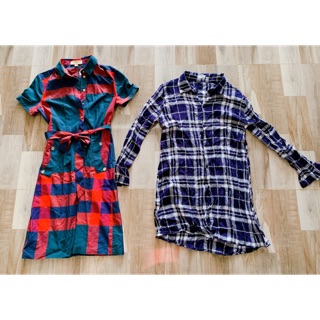 Ht213 Đầm somi caro  Caro đỏ xanh tay ngắn bbr 150k  Caro xanh tay dài 80k