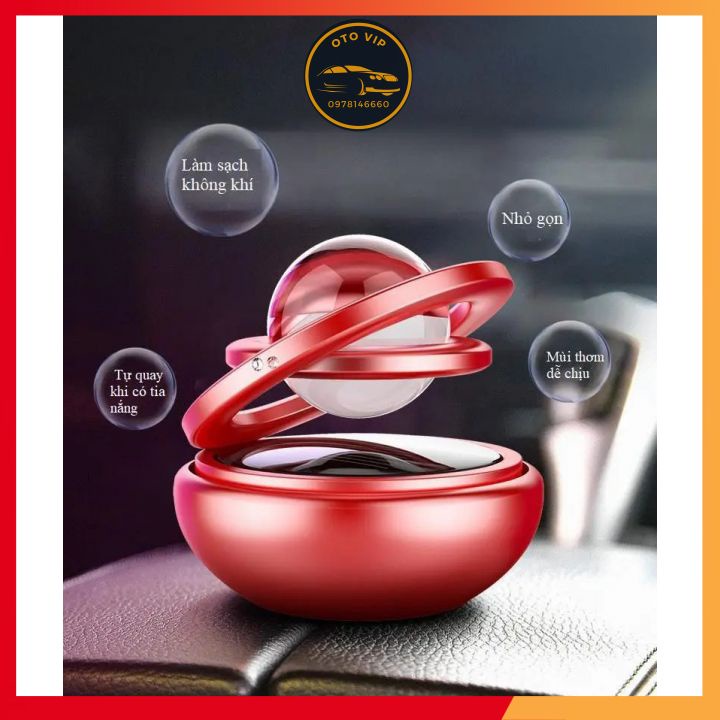 Vòng Xoay Vô Cực kim loại kèm sáp thơm cho xe hơi, chạy bằng năng lượng mặt trời, gắn taplo xe tiện lợi-4 màu