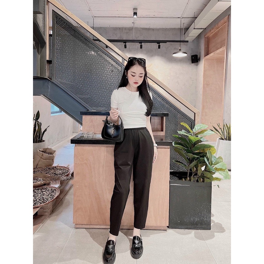 Quần baggy nữ thiết kế fom lửng 2 màu trơn siêu xinh, Quần vải nữ mềm mát rẻ đẹp