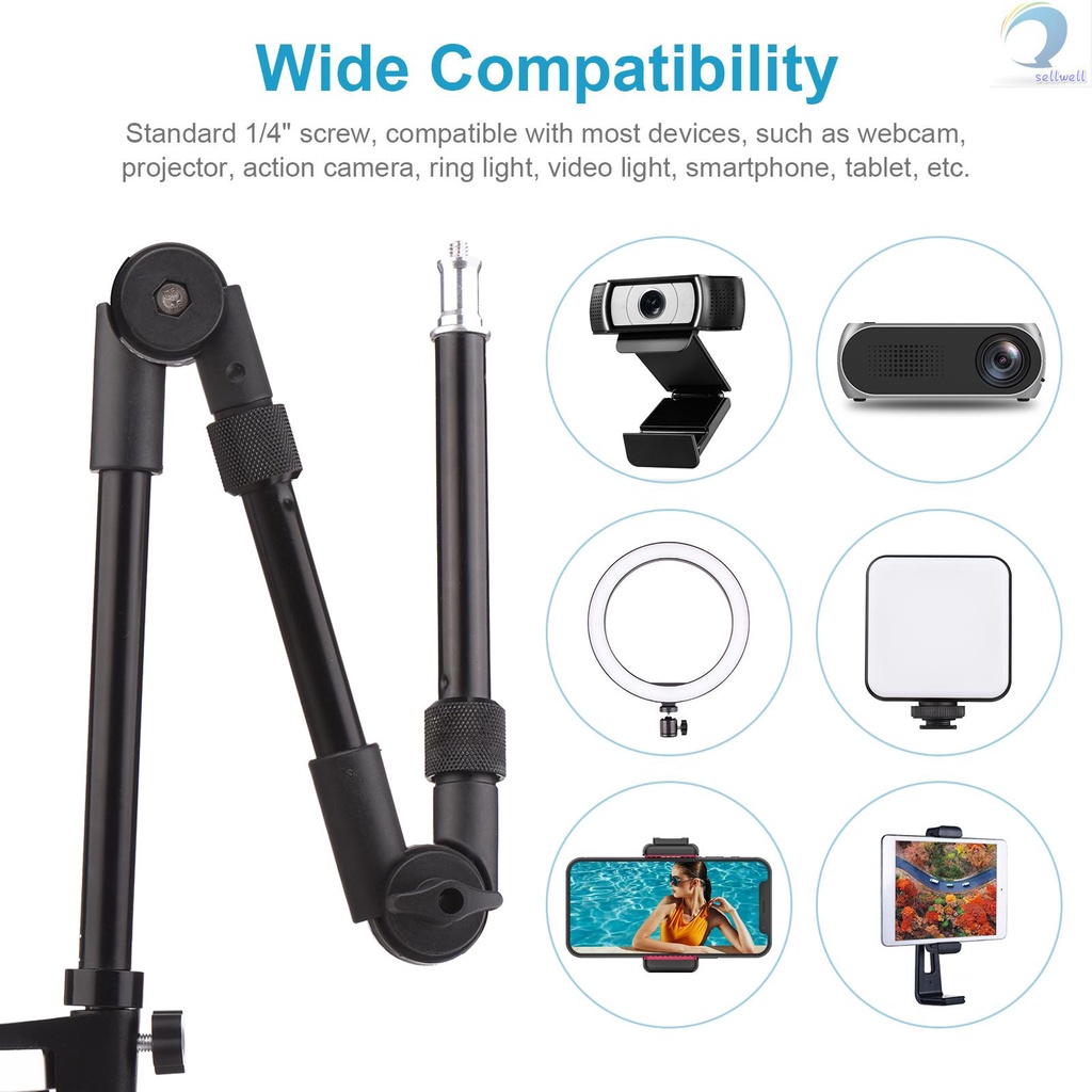 Giá đỡ kim loại gấp gọn linh hoạt Andoer St-01 đầu bi 1/ 4 inch tải trọng 3kg cho đèn led/ webcam