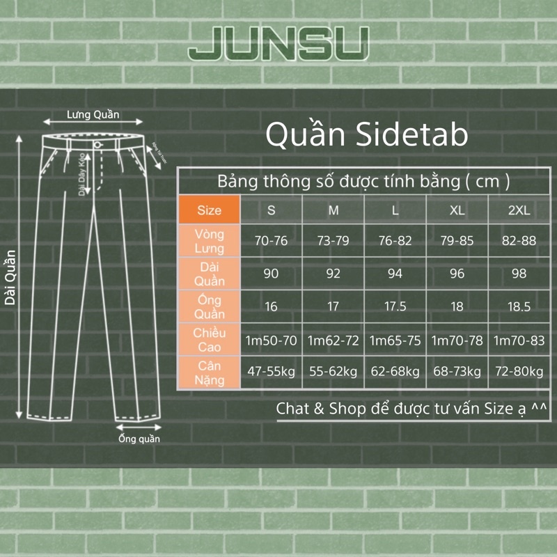 Quần tây Sidetab nam cạp cao dáng Baggy ống rộng vải Cotton Hàn co dãn cao cấp lưng cao 5cm Premium thời trang JUNSU
