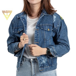 Áo khoác jean nữ TH Store 966 bò màu đậm cao cấp cá tính phong cách ulzzang chống nắng