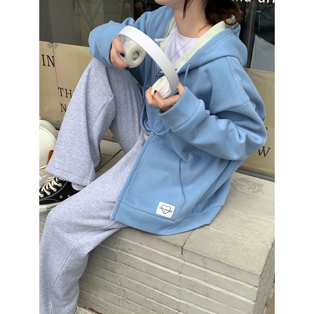 Áo khoác hoodie tay dài dáng rộng thời trang 46457