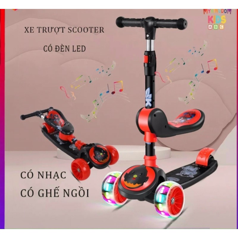 Xe trượt Scooter gà 2 in 1, có nhạc có đèn