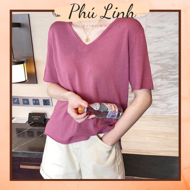 MS035 Áo thun cổ tim dáng suông basic