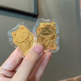 mèo thần tài mạ vàng - chiêu tài lộc - dán điện thoại, để trong ví tiền
