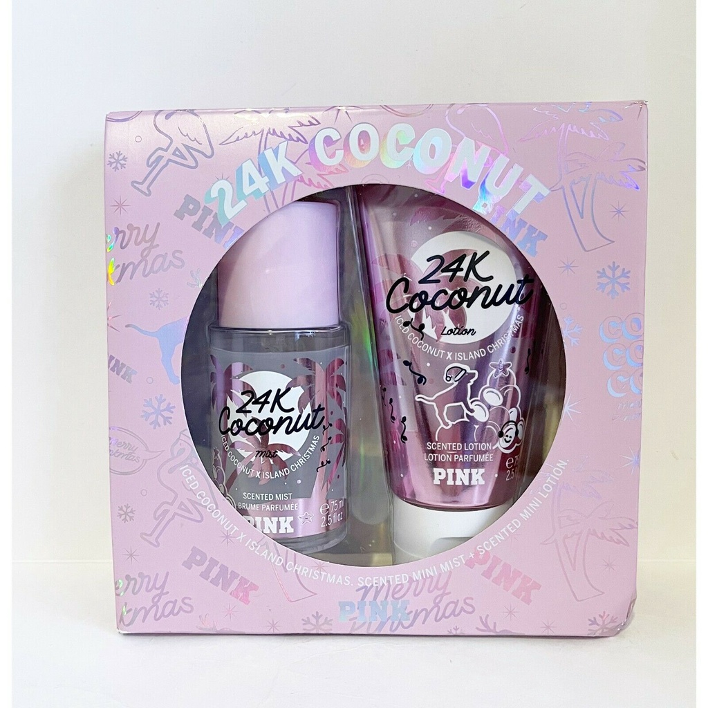 Bộ giftset Victoria's Secret PINK 75ml mist &amp; 75ml lotion - 24K Coconut (Mỹ