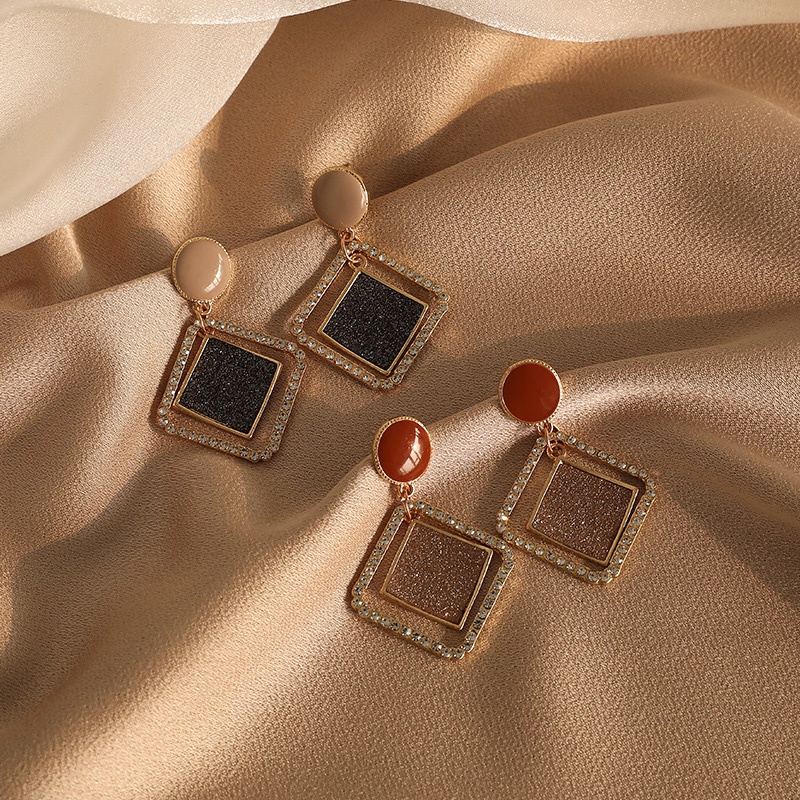 Bông Tai Hình Vuông Mạ Bạc Phong Cách Hàn Quốc 2023 Cho Nữ