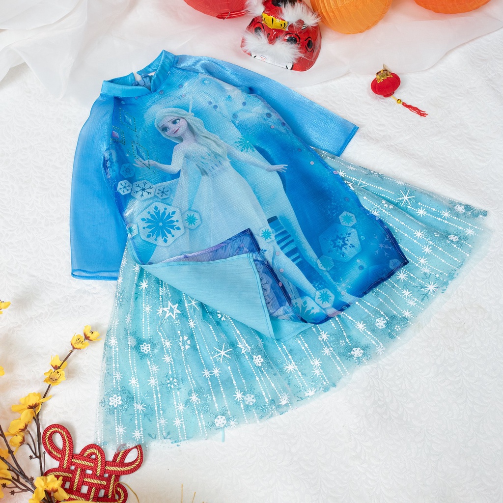 Áo dài bé gái mẫu Công chúa Elsa