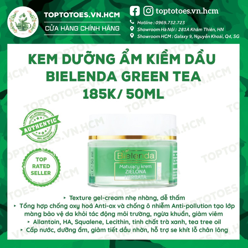 Serum & Kem dưỡng Bielenda Green Tea kiềm dầu, giảm mụn và thâm