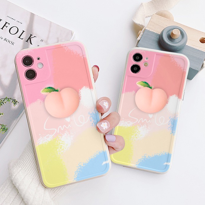 Ốp lưng iphone viền nổi bóng smile đào bóp 6plus/6s/6splus/7/7plus/8/8plus/x/xr/xs/11/12/pro/max/plus/-Sale Sốc D3-6