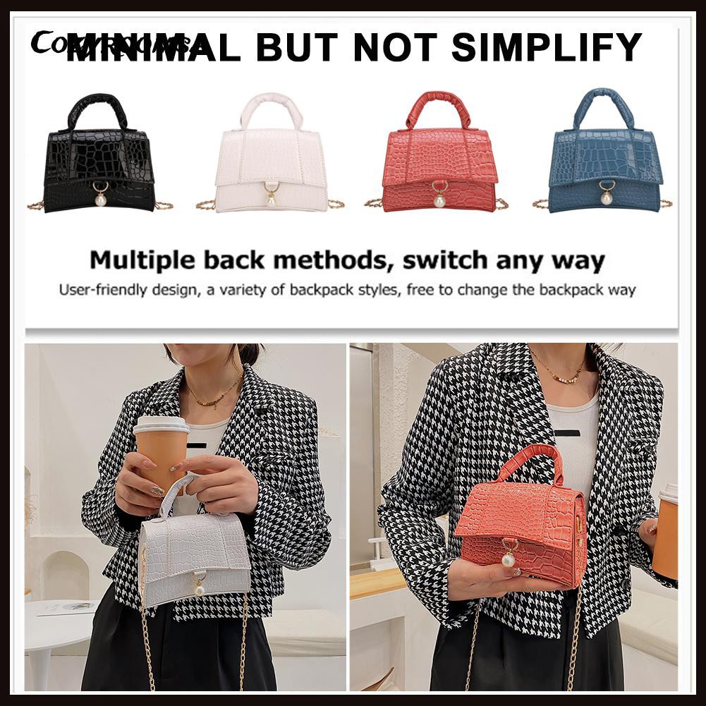 Fashion Women Alligator Pattern Chain Shoulder Bag Mini Top-handle Handbags