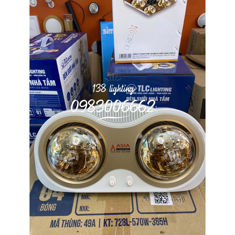 Đèn Sưởi Ấm Nhà Tắm Nắp Lổi ASIA Bóng Hồng Ngoại  - Bảo Hành 2 Năm