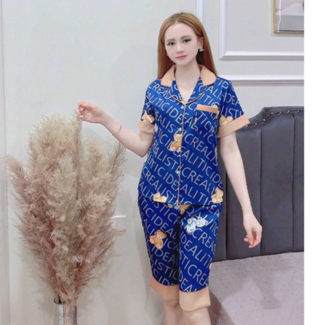 Bộ đồ ngủ, pyjama bộ lụa cao cấp bộ mặc nhà đẹp áo ngắn tay quần ngố các hãng nhiều họa tiết lạ mắt Bin Sports PJM010