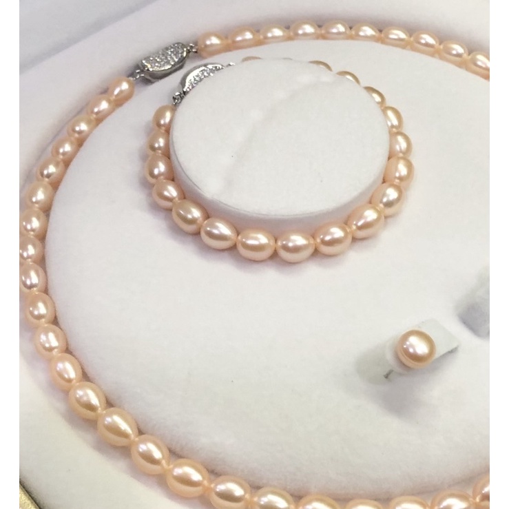 Bộ trang sức 3 món hạt gạo 8ly sáng 5A