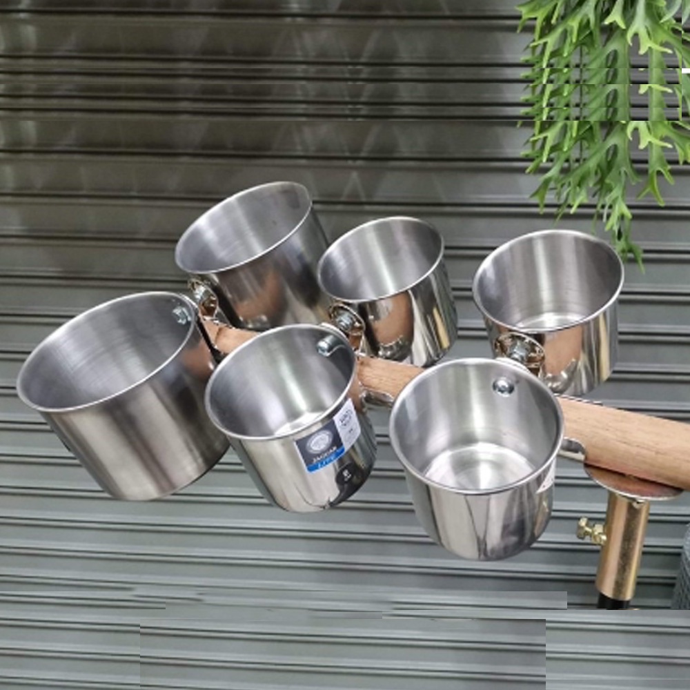Cốc Đựng Thức Ăn / Nước Uống Hai Lớp Dạng Đứng Bằng Thép Không Gỉ Có Kẹp Gắn Lồng Chim Vẹt